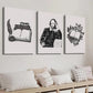 3pcs Shakespeare Plant Leaf Book Illustration Wall Art Set Canvas Framed 40x60cm - High Quality Print 100% Australian Made Wall Canvas Ready to Hang