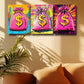 3pcs Money Bag with Vibrant $ Signs Metal Print Ready to Hang Art