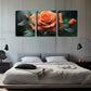 3pcs   A Blooming Orange Rose Wall Art Set Canvas Framed 40x60cm - High Quality Print 100% Australian Made Wall Canvas Ready to Hang