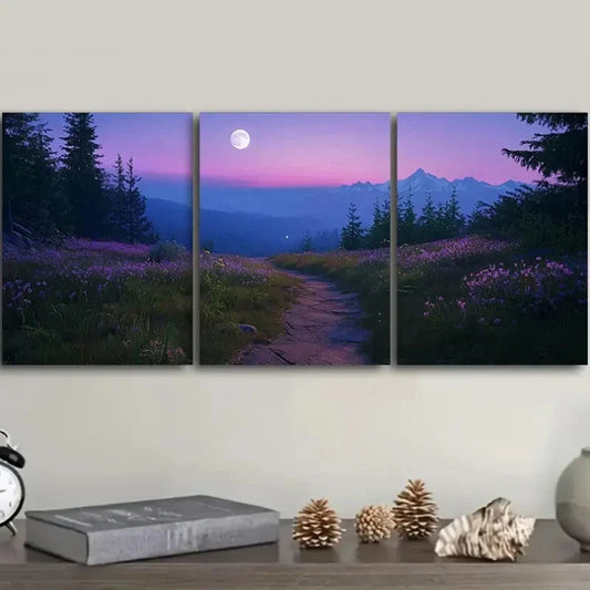 3pcs The path up the hill Art Painting Metal Print Ready to Hang Art