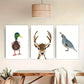3pcs Duck Bird & Deer Modern Neutral Background Metal Print Ready to Hang Art