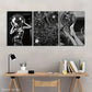 3pcs Black and White Disco Ball Modern Abstract Metal Print Ready to Hang Art