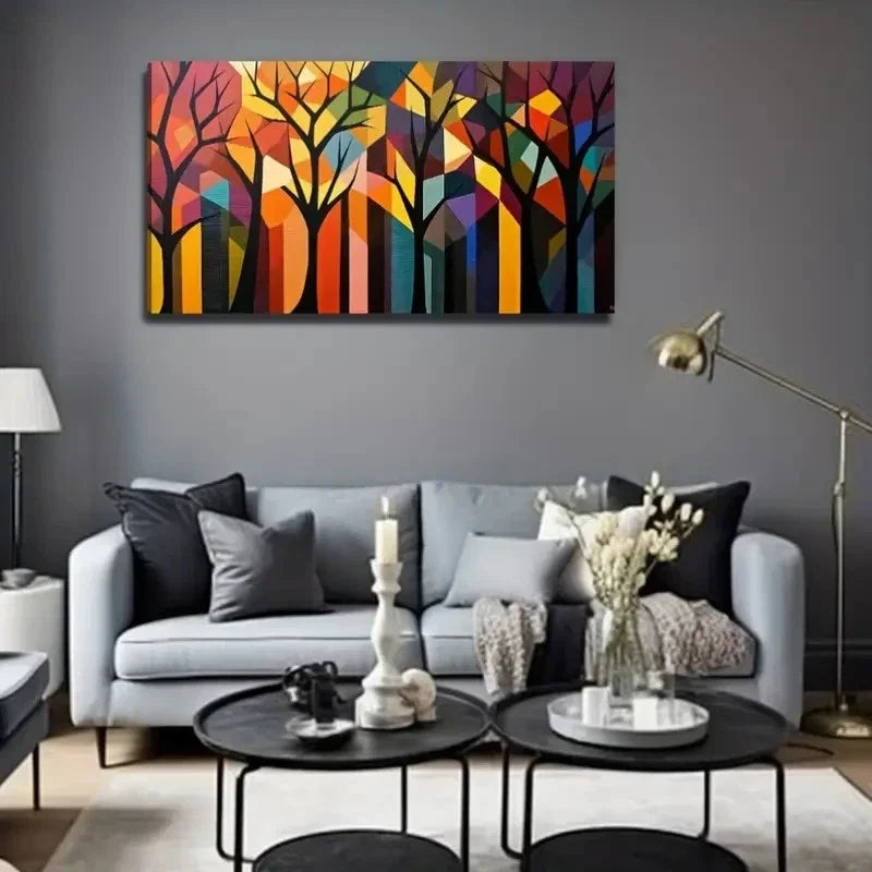 Abstract Forest Suitable Wall Art Canvas Office Home Room Framed 120x60cm