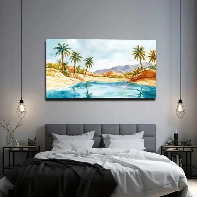 Tropical Palm Tree Modern Wall Art Canvas Office Home Room Framed 120x60cm