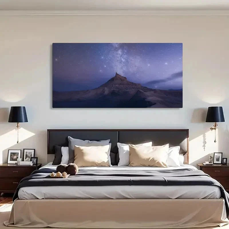 Milky Way Over Badlands Wall Art Canvas Office Home Room Framed 80x45cm
