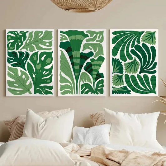 3pcs Abstract Floral Modern Trendy Matisse Metal Print Ready to Hang Art