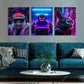 3pcs Graffiti Gorilla & Fashion Glasses Metal Print Ready to Hang Art