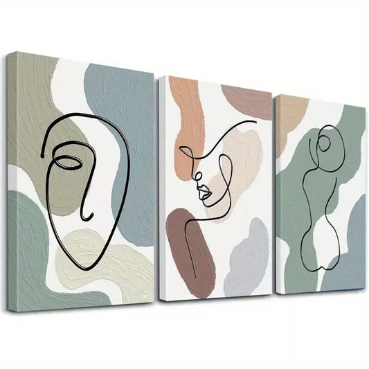3pcsModern Minimalist Aesthetic Abstract Wall Art Set Canvas Framed 40x60cm - High Quality Print 100% Australian Made Wall Canvas Ready to Hang