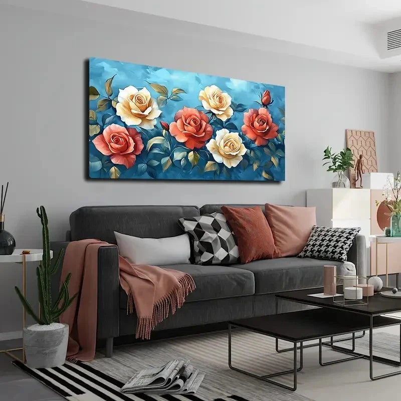 Noble And Beautiful Roses Wall Art canvas office home room framed 120x60cm