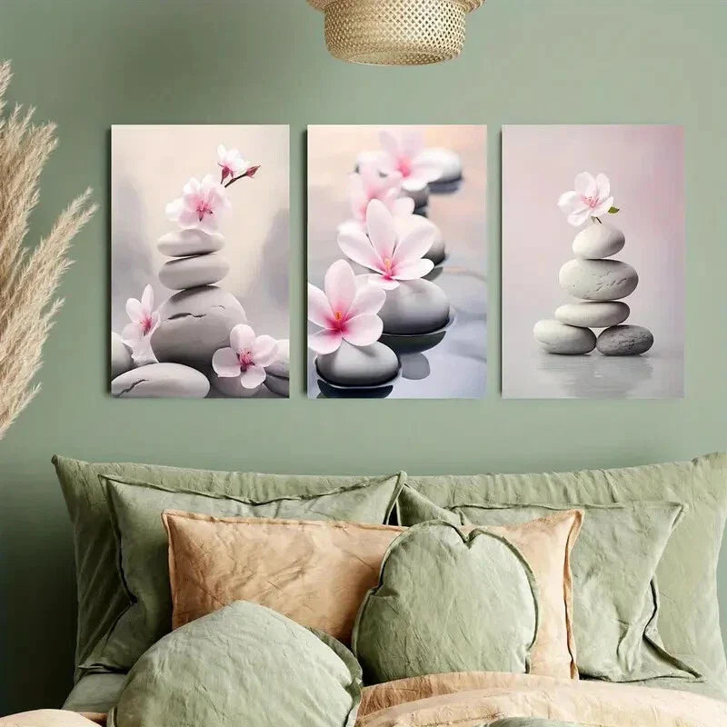 3pcs flowers on the lake surface Metal Print Ready to Hang Art