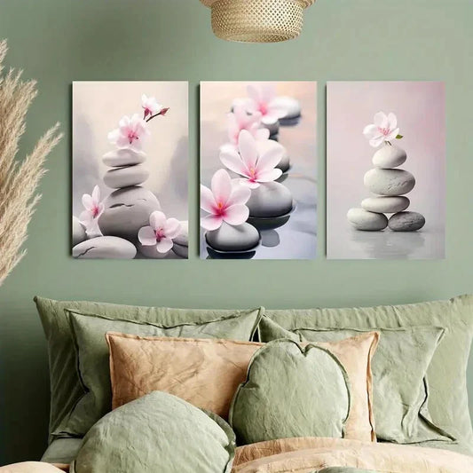 3pcs flowers on the lake surface Metal Print Ready to Hang Art