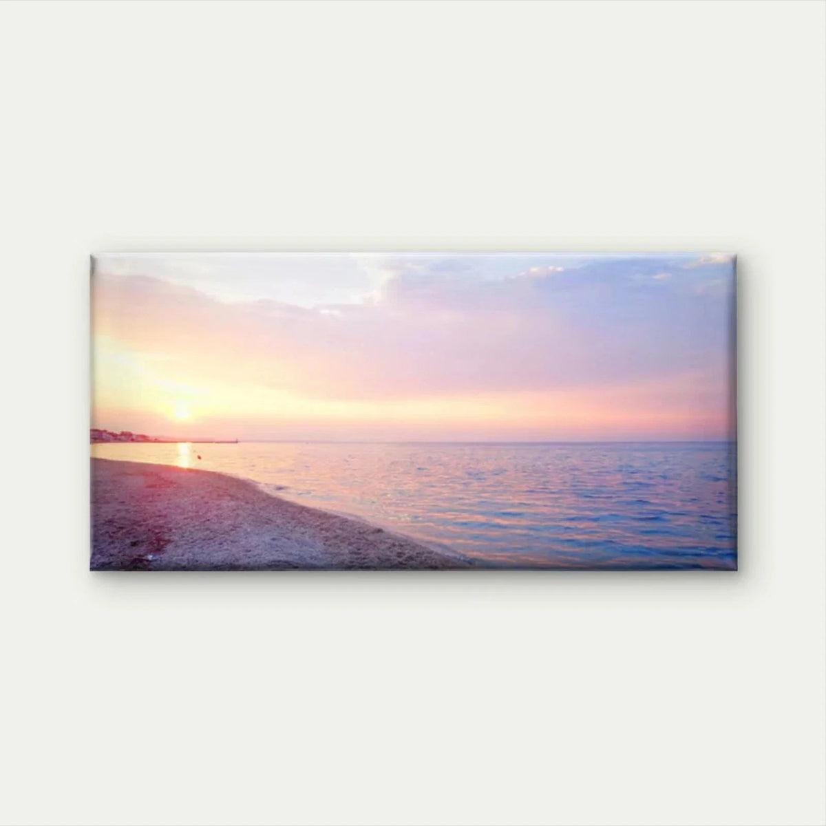 Greek Island Beach Scene Wall Art Canvas Office Home Room Framed 80x45cm