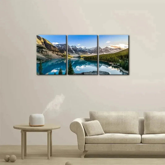 3pcs Moraine Lake and Canadian Mountain Metal Print Ready to Hang Art