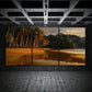 3pcs Golden Fireworks Reflected On The Beach Metal Print Ready to Hang Art