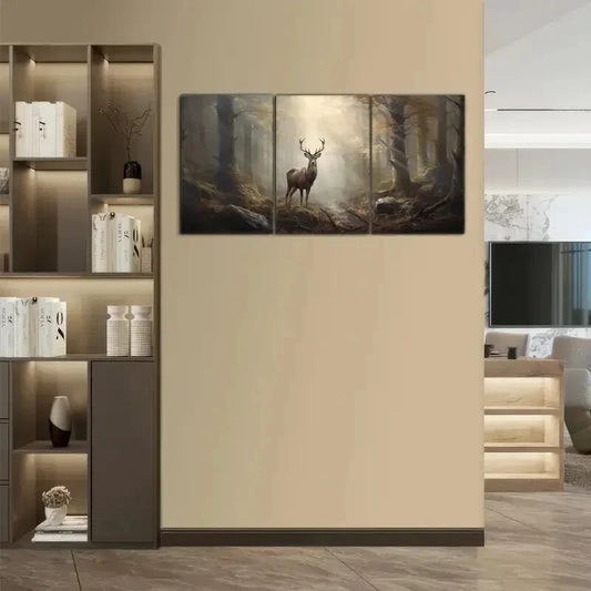 3pcs The Forest, Animal Portrait Art Poster Metal Print Ready to Hang Art