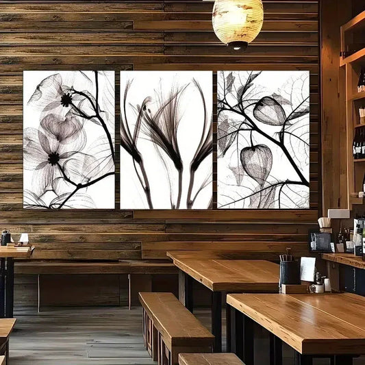 3pcs Abstract Art Leaves Poster Environments Metal Print Ready to Hang Art