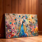 Watercolour Peacock Contemporary Wall Art Canvas Office Home Framed 120x60cm