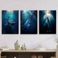 3pcs Whale Shark Swordfish Blue Whale Metal Print Ready to Hang Art