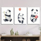 3pcs Adorable Cartoon Panda with Bamboo, Balloon   Metal Print Ready to Hang Art