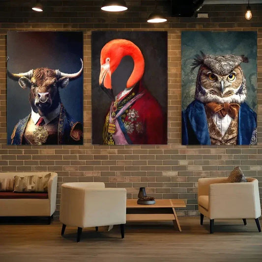 3pcs Funny And Humorous Animals Poster Dormitory Metal Print Ready to Hang Art