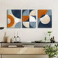 3pcs Navy Blue, Orange & Golden Metal Print Ready to Hang Art