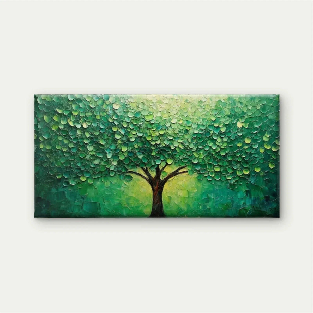 Abstract Green Tree Landscape Wall Art Canvas Office Home Room Framed 80x45cm