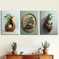 3pcs   Designed with Plant Vase,  Metal Print Ready to Hang Art