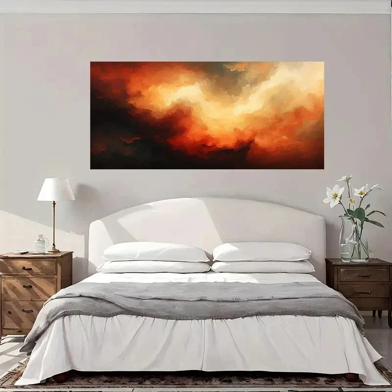 Abstract Clouds Sunset Wall Art Canvas Office Home Room Framed 120x60cm