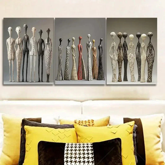 3pcs Ceramic Figurines Wall Art Set Canvas Framed 40x60cm - High Quality Print 100% Australian Made Wall Canvas Ready to Hang