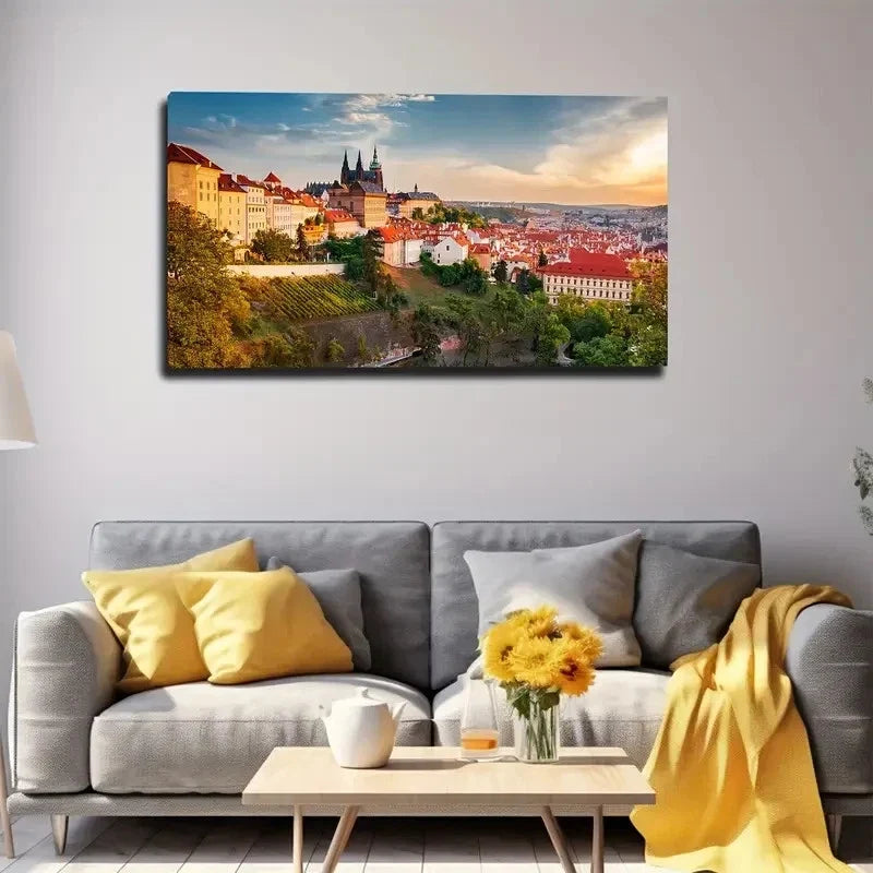 Roof Architectural Cluster Wall Art Canvas Office Home Room Framed 80x45cm