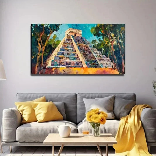 Ancient Pyramid Landscape Wall Art Canvas Office Home Room Framed 120x60cm