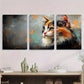 3pcs Calico Cat Oil Painting Modern Abstract Metal Print Ready to Hang Art