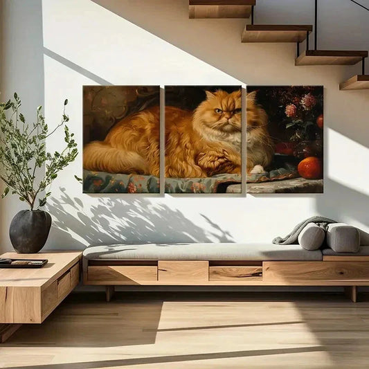 3pcs Luxurious Persian Cat Metal Print Ready to Hang Art
