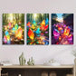 3pcs Colorful magic crystals in the forest  Metal Print Ready to Hang Art