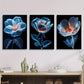 3pcs Blue Flower Illustration, Botanical Flower   Metal Print Ready to Hang Art