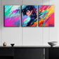 3pcs Animated Girl Beauty Cool Light Perfect Wall Art Set Canvas Framed 40x60cm - High Quality Print 100% Australian Made Wall Canvas Ready to Hang