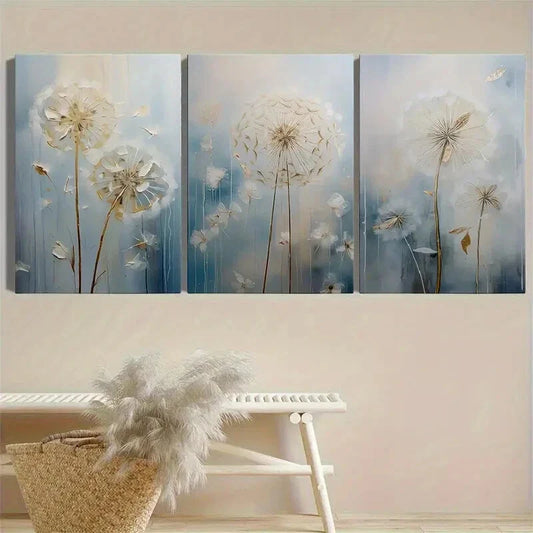3pcs Beautiful Dandelion Abstract Art Metal Print Ready to Hang Art