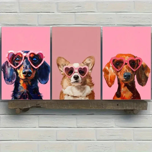 3pcs Welsh Corgi Dachshund Corgi Print Poster Metal Print Ready to Hang Art