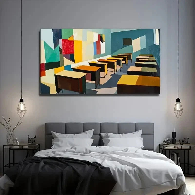 Modern Neat Classroom Wall Art Canvas Office Home Room Framed 120x60cm