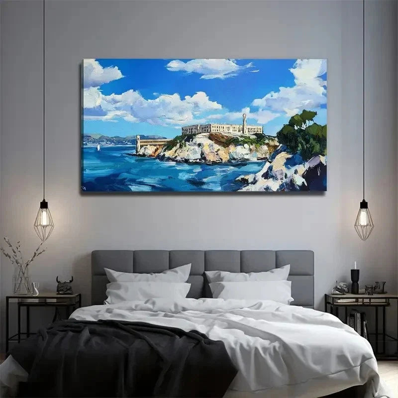 Beautiful Island Perfect Wall Art Canvas Office Home Room Framed 80x45cm