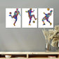 3pcs Colorful Watercolor Football Design Metal Print Ready to Hang Art