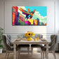 Superhero Dog Flying Wall Art Canvas Office Home Room Framed 120x60cm.