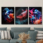 3pcs Fantasy underwater creatures, red shrimp Metal Print Ready to Hang Art