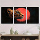 3pcs Vintage Jaguar Striking Red & Black Animal Metal Print Ready to Hang Art