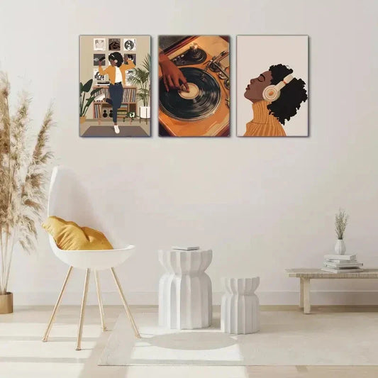 3pcs Fashion Art Posters Urban Art Trendy Art Metal Print Ready to Hang Art