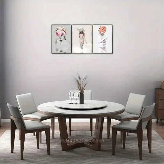 3pcs Prints with Floral & Beach Themes, Metal Print Ready to Hang Art