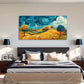 Yellow Field Swirling Sky Wall Art Canvas Office Home Room Framed 120x60cm