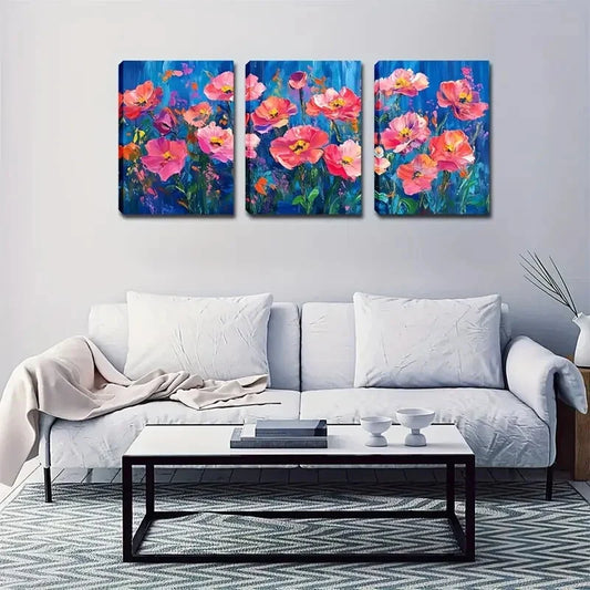 3pcs Monet-Style Impressionist Floral Painting Metal Print Ready to Hang Art