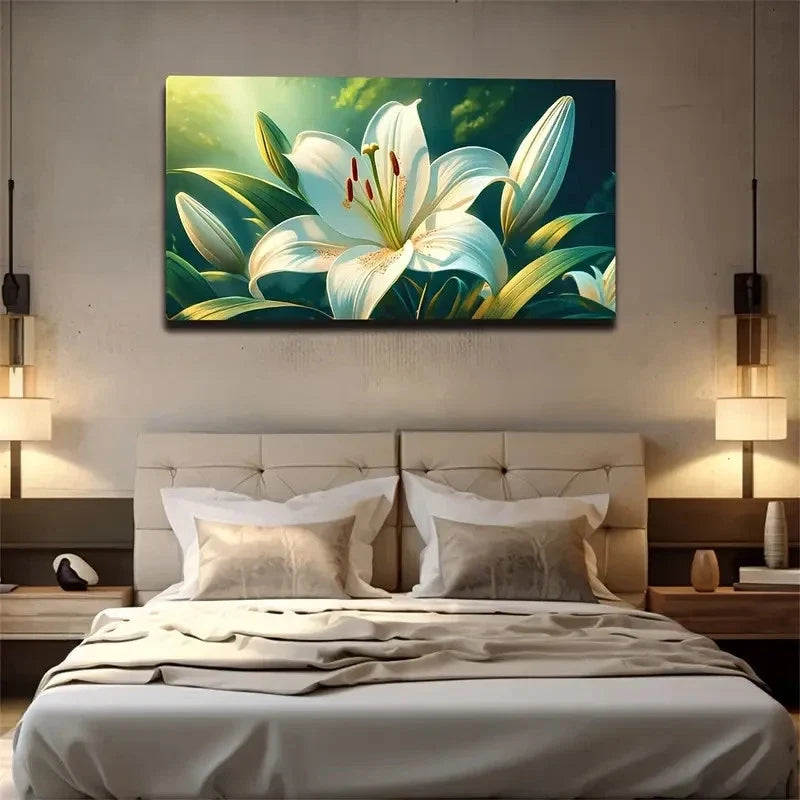 Rich Lily Suitable Wall Art Canvas Office Home Room Framed 80x45cm