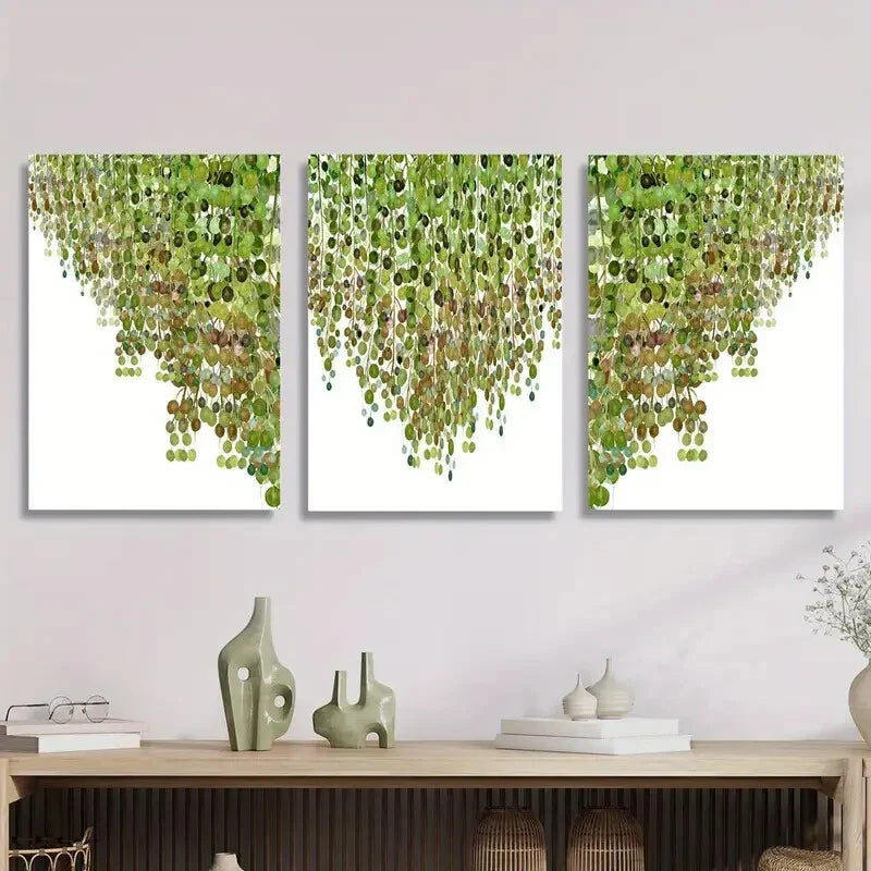 3pcs  Vine green plant leaf art, plant dark   Metal Print Ready to Hang Art